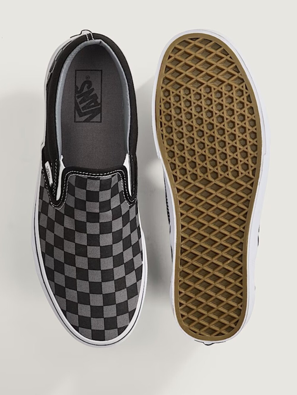 Classic Slip-On Checkerboard Shoe Classic Icon, Canvas  Gray Size 10 Like New